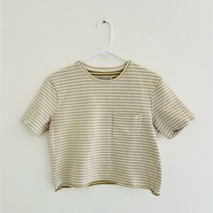 Outerknown Pagoda Gold Striped Cropped Tee Medium